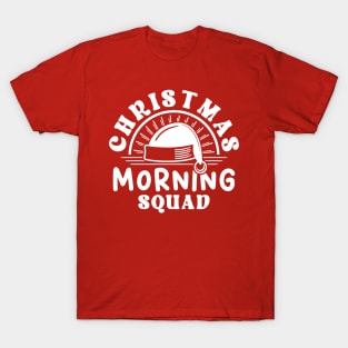 Christmas Morning Squad Santa Hat White Text T-Shirt